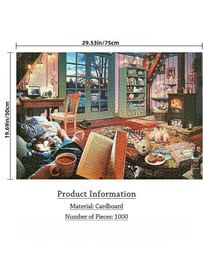 1000 Pieces for Adults Mini Puzzles Micro Pieces Challenging Difficult Puzzles Christmas Birthday Gift Game Toys Reading time 19.69 x 29.53 Inches - Image 3